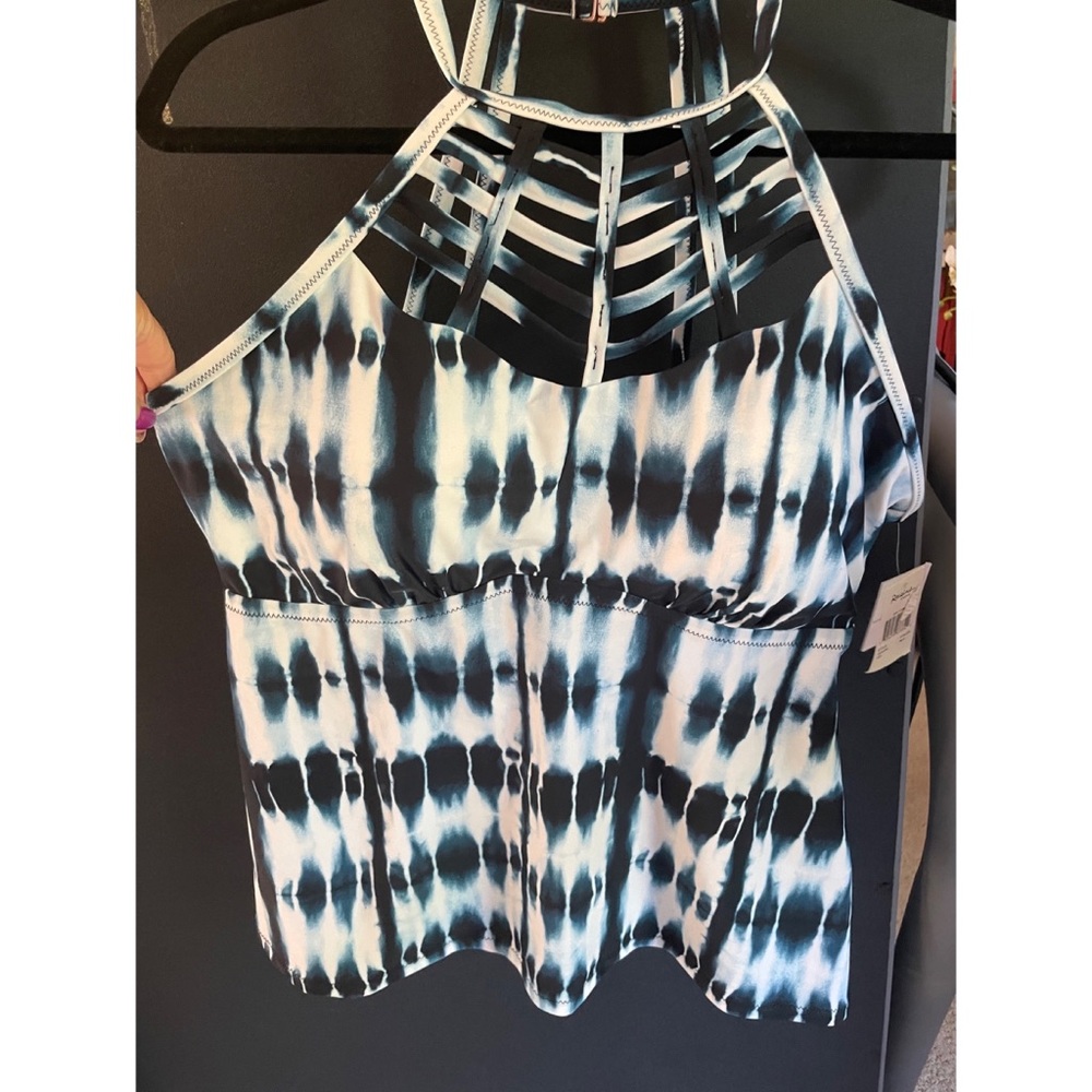 NWT Raisins Curve Tankini Top tie dye blues size 16